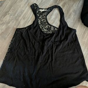 Black Sheer Back Tank Top